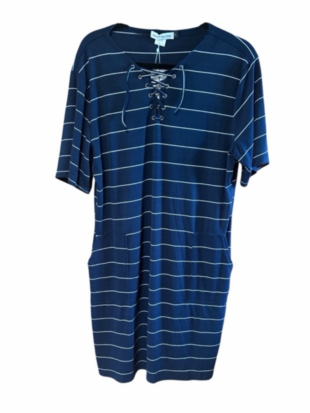 Beyond This Plane Striped Lace-Up‎ T-Shirt Dress NWT